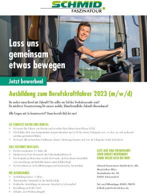 Stellenanzeige Ausbildung zum Berufskraftfahrer 2023