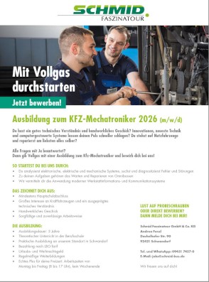 Stellenanzeige Ausbildung zum KFZ-Mechatroniker